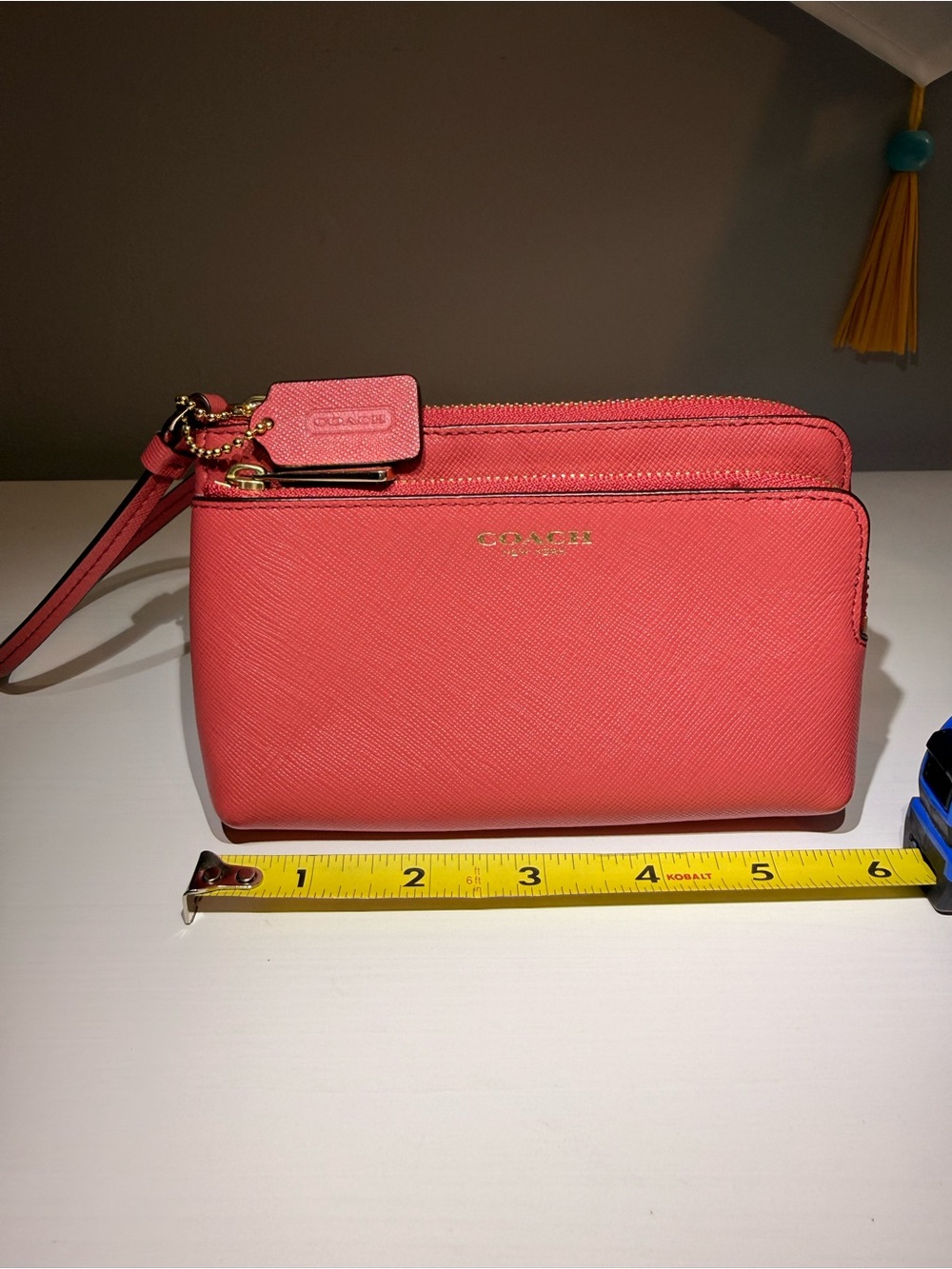 Coach Coral Pink Double-Zip Wristlet